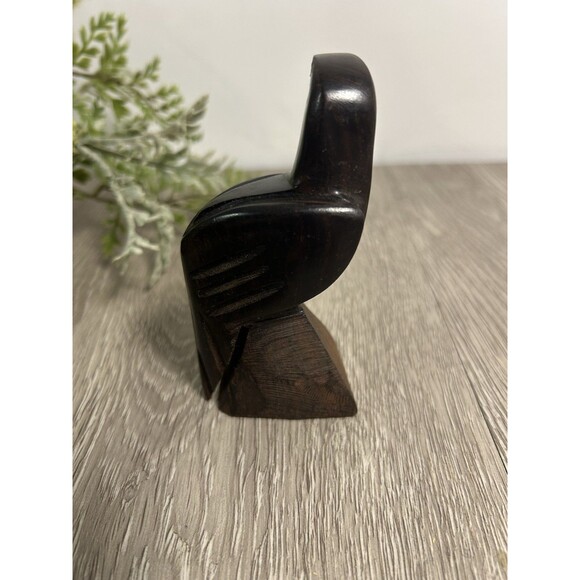 Vintage MCM Hand Carved Mahogany Wooden Eagle Figurine - Picture 3 of 6
